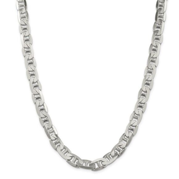 Men's 9.5mm, Sterling Silver, Solid Anchor Chain Necklace, 22 Inch